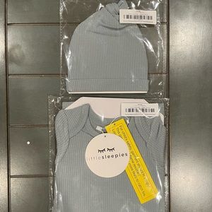 Little Sleepies Stormy Ribbed Knotted Gown & Hat